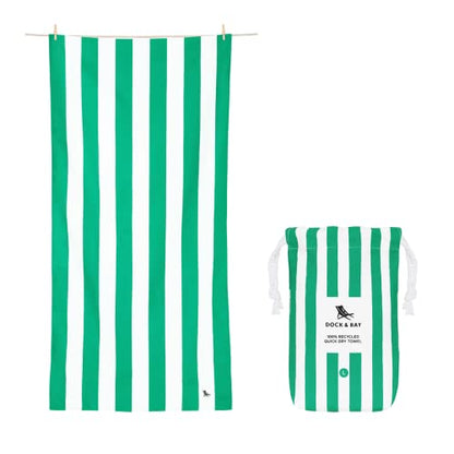 Dock & Bay Customized Beach Towel - Quick Dry, Sand Free - Compact, Lightweight - 100% Recycled - Includes Bag - Cabana - Cancun Green - Large - color: Cabana - Cancun Green, size: Large - Customize (160x90cm, 63x35")