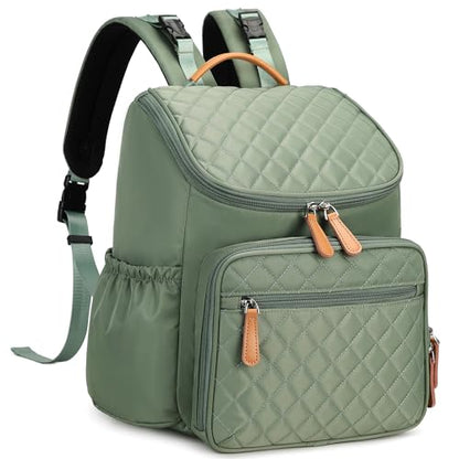 LORADI Lightweight Diaper Bag Backpack, Baby Shower Gifts, Green | Stroller Clips, Insulated Pockets, Water-resistant, Easy to Clean, Durable - color: Green