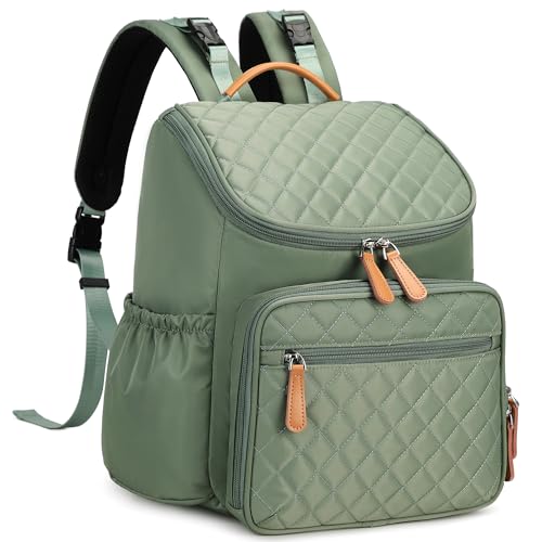 LORADI Lightweight Diaper Bag Backpack, Baby Shower Gifts, Green | Stroller Clips, Insulated Pockets, Water-resistant, Easy to Clean, Durable - color: Green