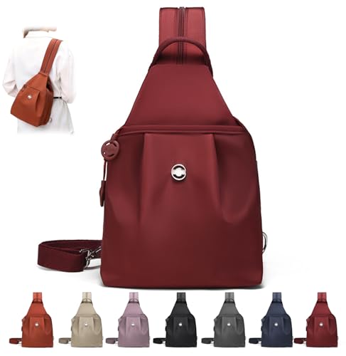 3 in 1 Anti Theft Travel Tote Bag, Convertible Capacity Backpack Purse, Lightweight Sling Bag for Women's Commute & Outdoor (Red) - color: Red
