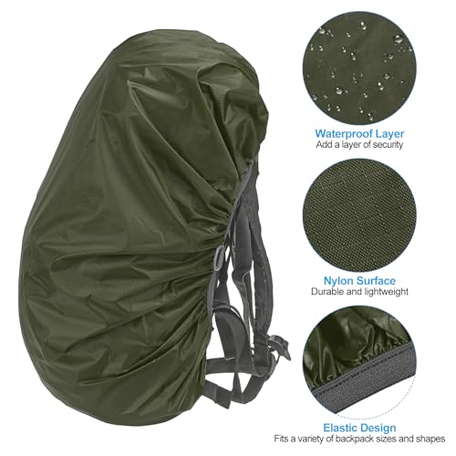 PATIKIL Waterproof Backpack Rain Cover with Anti-Slip Cross Buckle Straps & Drawstring Bag for Hiking Camping Traveling - color: Dark Green, size: X-Large