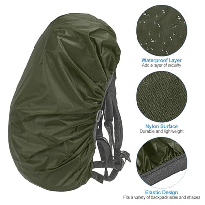 PATIKIL Waterproof Backpack Rain Cover with Anti-Slip Cross Buckle Straps & Drawstring Bag for Hiking Camping Traveling - color: Dark Green, size: XX-Large