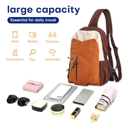 Ultralight Convertible Sling Backpack - Wear as Crossbody or Backpack for Commuting, Hiking, Travel and Cycling (Brown) - color: Brown