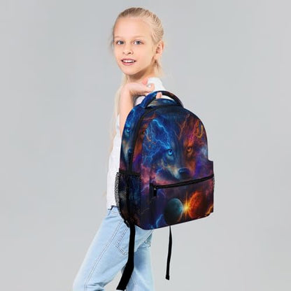 Wolf Backpack Set for Kids,School Bookbag with Lunch Box and Pencil Pouch Bag (Wolf) - color: Wolf