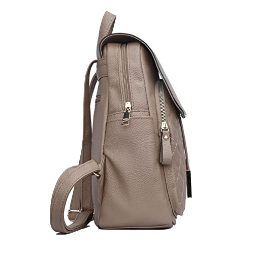 KKXIU Quilted Trendy Leather Backpack Purse for Women and Ladies Shoulder Travel Daypacks Bags (Khaki) - color: Khaki, style: Backpack