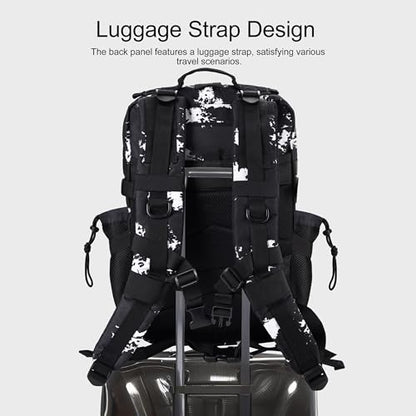 LHI Military Tactical Backpack for Men and Women 45L Army 3 Days Assault Pack Bag Large Rucksack with Shoe Compartment - Black Lightning - color: 1.21 Shoe Compartment（black Lightning）