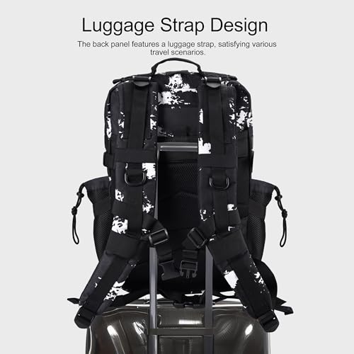 LHI Military Tactical Backpack for Men and Women 45L Army 3 Days Assault Pack Bag Large Rucksack with Shoe Compartment - Black Lightning - color: 1.21 Shoe Compartment（black Lightning）