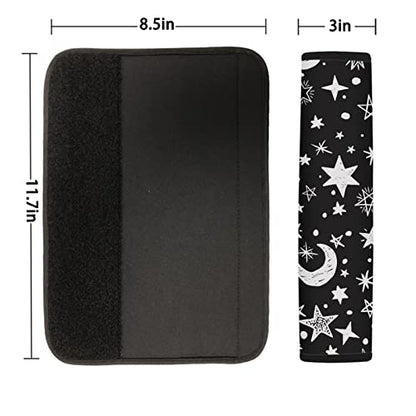 Forchrinse Moon and Star Pattern 2 PCS Auto Seat Belt Cover Strap Shoulder Pad for for Car,Truck,SUV,Backpack,Shoulder Bag - color: Moon Star