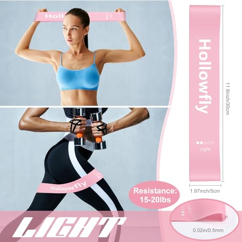 Hollowfly 12 Pcs Latex Resistance Loop Exercise Bands for Booty Workout Stretch Exercise Bands Non Slip for Legs Squat Resistance Loop Women Men Starter Butt Hip Thigh Fitness - color: Light Pink, style: Light