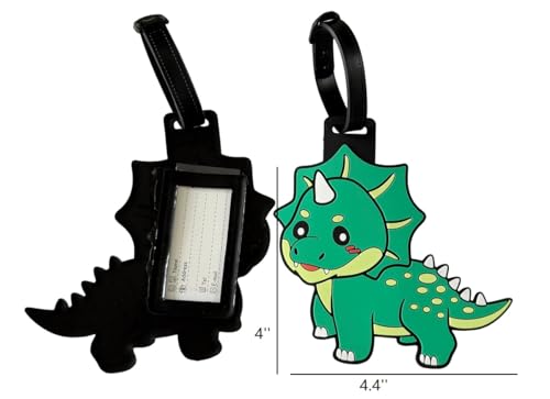 Cute Cartoon Dinosaur Silicone Luggage Tag Fun Triceratops Travel Bag Tag Personalized Labels for Cruise Airport (Triceratops) - style: Triceratops