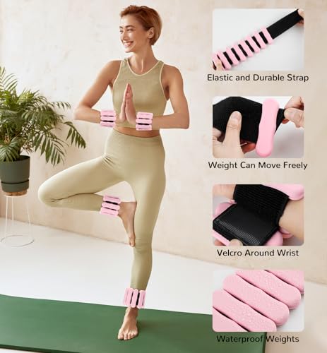 Ankle and Wrist Weights for Women & Men, Adjustable Arm & Leg Weights Set of 2 (1 lb/2 lb Each) Soft Silicone Weighted Bands Weighted Bracelet for Pilates Yoga Dance Walking Running Swimming Water Pool Home Gym Fitness Workout Jogging Gymnastics Aerobics