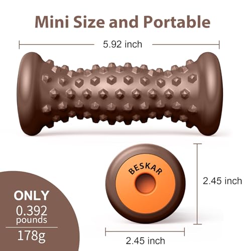 BESKAR Foot Massage Roller for Relief Plantar Fasciitis, Foot Reflexology Tool Pressure Point Massage Roller, Deep Tissue Massage for Relieving Feet Arch Heel Pain, Myofascial Pain Syndrome - color: Coffee