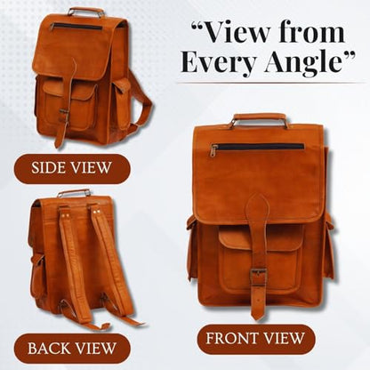 Shy Shy Let's Touch The Sky 16" Vintage leather Backpack Laptop Messenger Bag Lightweight College Rucksack Sling for Men Women