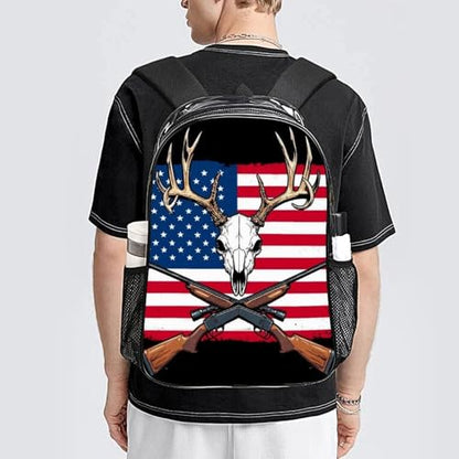 Rucksacks Lightweight Multipurpose Anti-Theft Hunting Deer Usa American Flag Black Shoulder Bag Large Capacity Business Computer Bag With Smooth Zippers - color: Pattern 208