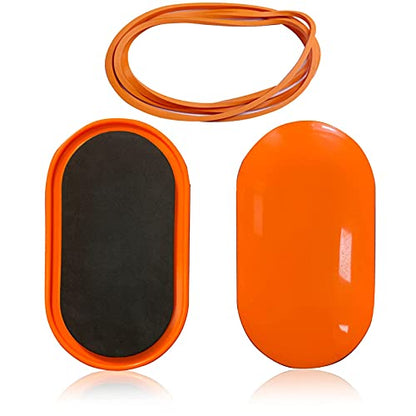 ARCOOL Exercise Core Sliders with Resistance band for Yoga,Dual Sided Abdominal Exercise Gliding Discs Use on Carpet or Hardwood Floors,Orange