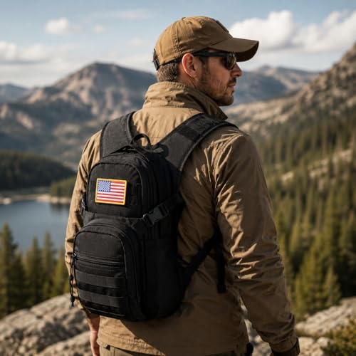 Tactical Hydration Backpack 2L Water Bladder - Lightweight Durable Pack for Hiking, Running, Outdoor Adventures, Adjustable Straps & Leak-Proof Design - color: Black