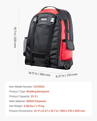 VEVOR Welding Backpack, 25.2L Welder Backpack for Tools and Helmet, 1680D High-Density Polyester Extreme Gear Pack with Helmet Bag, Multi-Purpose Gear Storage Bag for Welding, Outdoor Camping, Hiking - style: 1680D High-Density Polyester