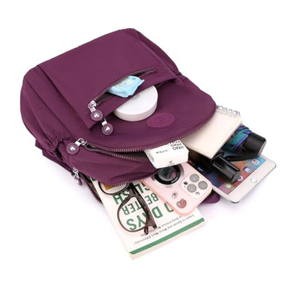 Tanweibago Mini Nylon Women Backpacks,11L Small Ladies backpacks Casual Lightweight Women Shopping Travel Daypack (Purple) - color: Purple