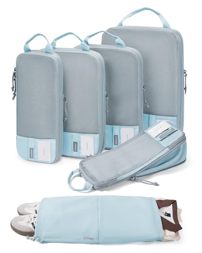 BAGSMART 6 Set /4 Set/2 Set Compression Packing Cubes for Travel, Lightweight Luggage Organizer Bags, Durable Space Saver Bags Travel Essentials - color: Starlight Bluen, size: Set of 6