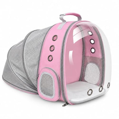Expandable Cat Carrier Backpack with Bubble Window, Pink - color: Pink