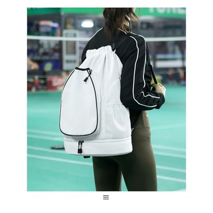 Multifunctional sports bag, backpack, independent shoe compartment, can hold basketball, badminton and tennis(White) - color: White