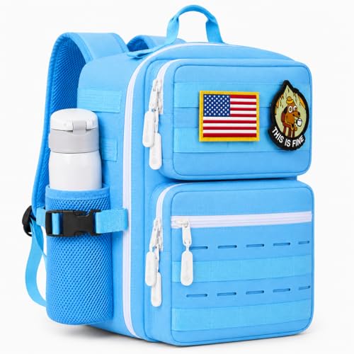 9L Mini Tactical Backpack Small Military Gym Bag Tiny Tackle Backpack for Men Women Molle Travel Daypack Camping Backpack with Patch(Turquoise) - color: Turquoise