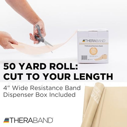 THERABAND Resistance Band, 50-Yard Roll, Latex Elastic Band for Exercise, Stretching, Physical Therapy, Yoga, Pilates, Home Workouts, Cut-to-Length, Color-Coded Levels - color: Tan | Extra Light, style: Latex