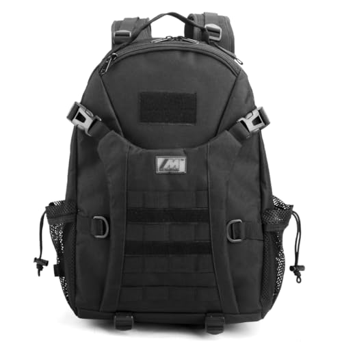 Tactical Military Assault 30L Travel Backpack, Army 3-Day Assault Pack for Camping, Hunting, Trekking, Outdoor Survival Range Molle Bag with Multi-Compartment Storage, Black - color: Black Bk, size: 30 L