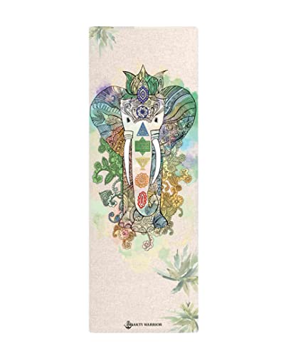 Shakti Warrior Pro Hemp Mat - Artist Designed, Premium Printed Eco-Friendly Non-Slip mat, Great for Regular & Hot Yoga, Pilates, Workouts 72 inch x 24 inch x 3mm Thick - color: Elephant