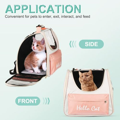 Cat Backpack Carrier, Large Space & Breathable, Ventilated Mesh Design Pet Backpack for Cats or Small Dogs, Intended for Hiking/Camping/Traveling (Pink, 14.6"x9.8"x13.4") - color: Pink
