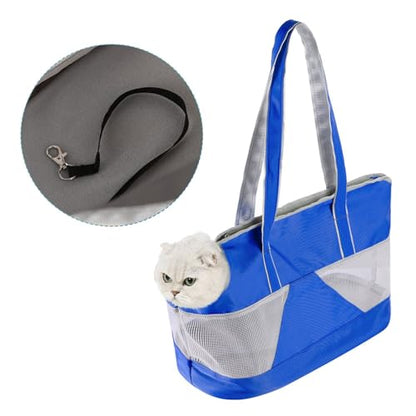 Pet Dog Purse Carrier Breathable Mesh Pets Puppy Cat Travel Outing Tote Bag Portable Cat Sling Carrier Transporter Tote Handbag Lightweight Dog Carrier Shoulder Bag with Thicken Bags Base - color: dark blue