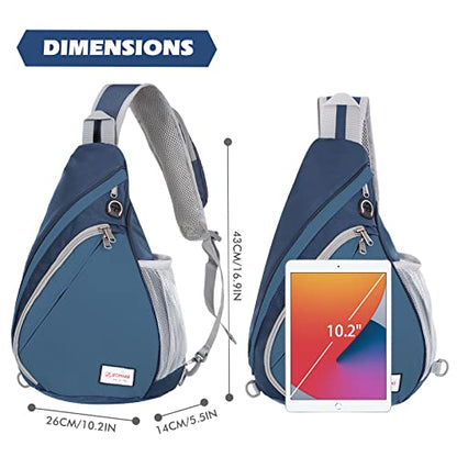 ZOMAKE Sling Bag,Small Crossbody Sling Backpack,Water Resistant Shoulder Daypack for Travel,Anti Thief Chest Bag for Hiking(Navy Blue) - color: Navy Blue