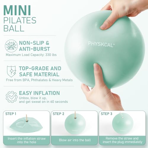 PhysKcal Pilates Kit, 15-Inch Pilates Ring with 1x Core Ball, 3X Resistant Loops and 2X Flex Bands, Home Pilates Equipment Set and Mat Pilates Essential Kit - color: Soft Mint