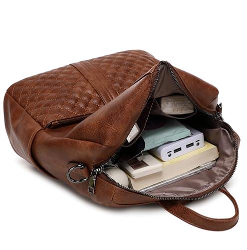 sqlp Fashion Backpack Purse for Women Faux Leather Ladies Handbags - color: Brown, size: Large