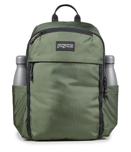 JanSport Venture Daypack – Travel Pack With Large Main Compartment, Padded Laptop Sleeve, Dual Water Bottle Pockets, and Attachment Buckles, Cargo Green - color: Cargo Green, style: Venture Daypack