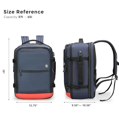 Swissdigital Design Travel Backpack 43L with USB Charging Port Laptop Backpack,TSA Friendly Flight Approved Carry-on Luggage Hand,Large Weekender Bag Fits 17 Inch Laptop Blue | SD1748-12 - color: Blue