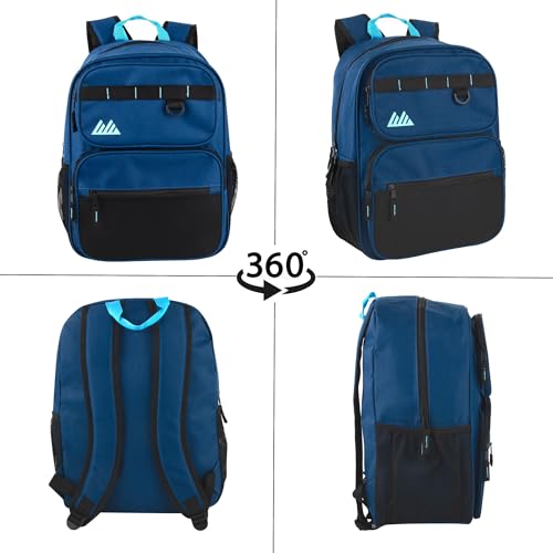 Summit Ridge Travel Backpack for Men and Women, Spacious Work Daypack with Water Bottle Pockets (Navy) - color: Navy