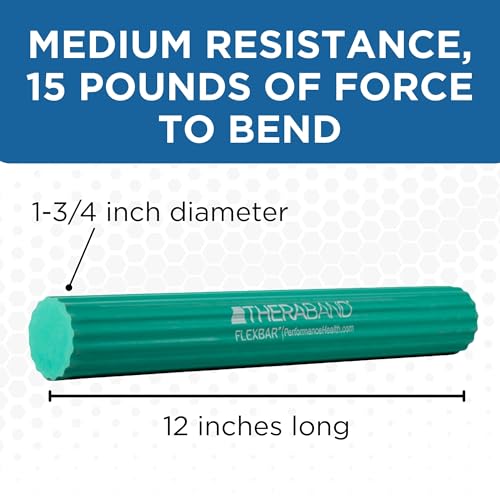 THERABAND FlexBar Resistance Bar, Medium, Green Flex Therapy Bar for Physical Therapy, Wrist & Forearm Exercise Equipment, Non Slip Grip, Compact Design - color: Green - Medium, style: Original