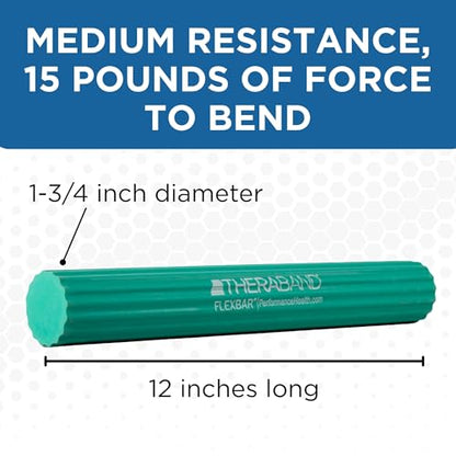 THERABAND FlexBar Resistance Bar, Medium, Green Flex Therapy Bar for Physical Therapy, Wrist & Forearm Exercise Equipment, Non Slip Grip, Compact Design - color: Green - Medium, style: Original