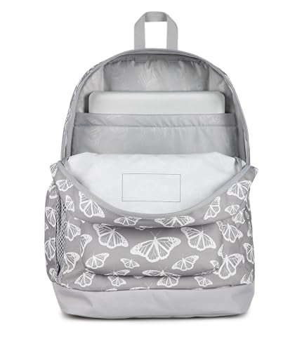 JanSport Cross Town Plus Backpack - Large Main Compartment, Side Water Bottle Pocket, 15-Inch Padded Laptop Sleeve - Flutter By Grey - color: Flutter By Grey