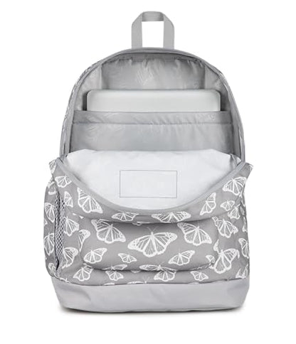 JanSport Cross Town Plus Backpack - Large Main Compartment, Side Water Bottle Pocket, 15-Inch Padded Laptop Sleeve - Flutter By Grey - color: Flutter By Grey