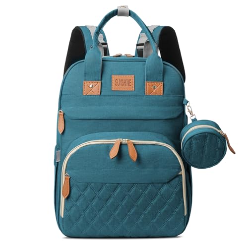 JSTPRO Diaper Bag Backpack, Large Diaper Bag with Changing Station, Baby Bag, New Mom Gifts, Lightweight Waterproof Unisex Diaper Bag with Insulated Pockets and USB Charging Port, Cyan - color: Blue