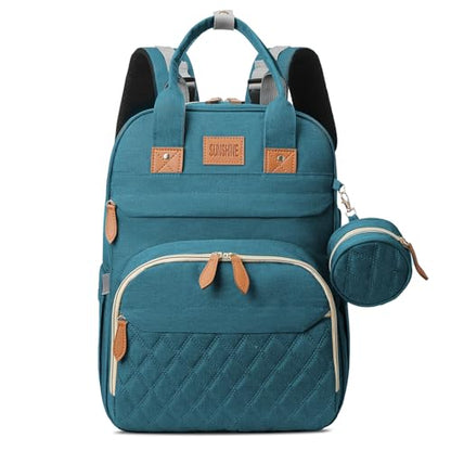 JSTPRO Diaper Bag Backpack, Large Diaper Bag with Changing Station, Baby Bag, New Mom Gifts, Lightweight Waterproof Unisex Diaper Bag with Insulated Pockets and USB Charging Port, Cyan - color: Blue