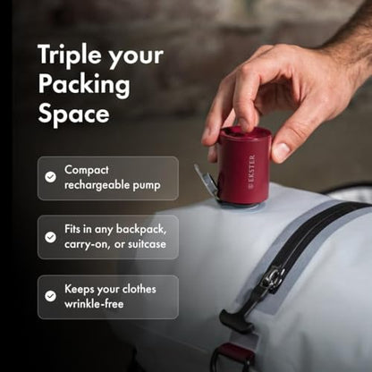 Ekster Vacuum Travel Compression Kit – Odor & Waterproof Packing Bags with Portable USB-C Pump | TSA-Approved, Durable, Fits Most Bags & Suitcases (Vacuum Pump - 1 Pack) - size: Vacuum Pump - 1 Pack