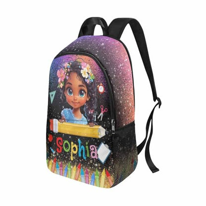 M YESCUSTOM Personalized Backpacks For Girls With Name, Back to School Custom Backpack For Kids, Customized Backpacks With Princess Pattern, Bookbag Set Gifts - color: D06