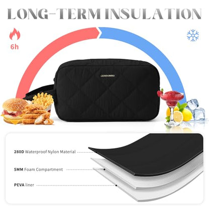 Freezable Lunch Bag,Freezable Snack Bag,Mini Cooler Bag for Travel/Work/School,Small Insulated Bag,Small Cooler Lunch Box with Ice Packs,Insulated Snack Bag,Freezable Snack Box with Handle Buckle - color: S-Black