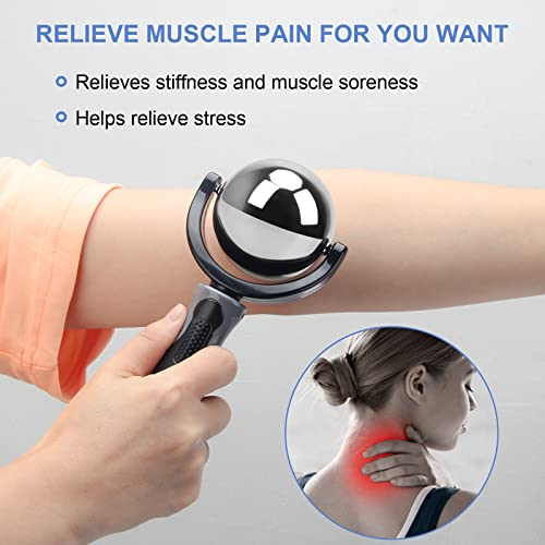 Catcan Cold Massage Roller Ball, Cold Therapy Relief, Portable Fitness Ice Roller Ball with Handle, Great Tool for Back/Neck Pain, Muscles Recovery and Inflammation - color: Black