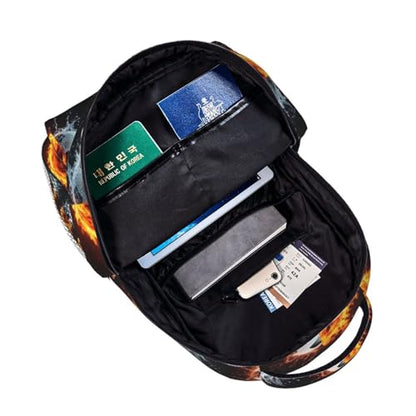 Casual Sports Backpack Water Fire Soccer Ball, Lightweight Gym Daypack with Water Bottle Holder for Men Women and Beach - color: Pattern (8)
