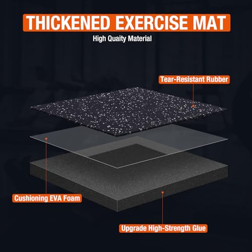 FAHKNS Gym Mat, 0.79'' Extra-Thick Exercise Equipment Mats, 12 Pcs 48 Sq Ft Rubber Top Floor Tiles, EVA Foam Exercise Mat Tiles - Durable, Non-Slip, Interlocking Mat, Gym Flooring for Home Gym - size: 0.79 Inches