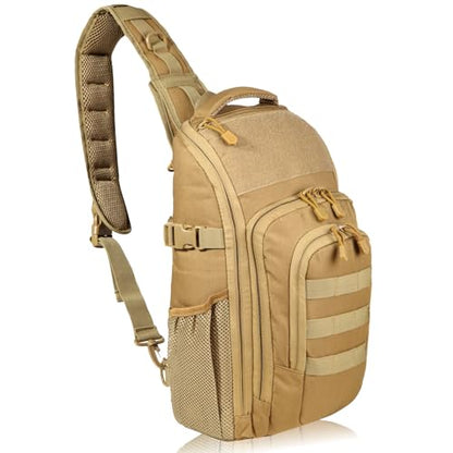DBTAC Tactical Personal Defense EDC Bags & Packs | 10L Military Shoulder Backpack with Sling for Concealed Carry, Range, Travel, Hiking, Outdoor Sports (Brown) - color: Brown